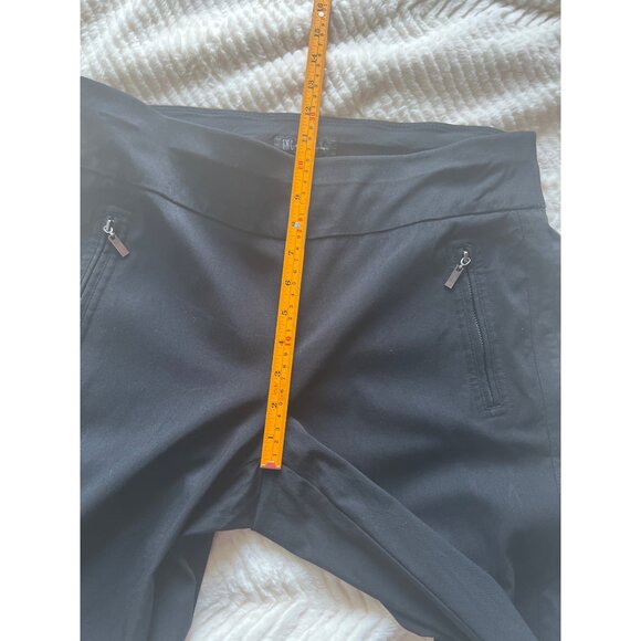 INC International Concepts Black Flare Pants Size 14 Stretch Mid Rise Faux Pocke - Picture 12 of 15